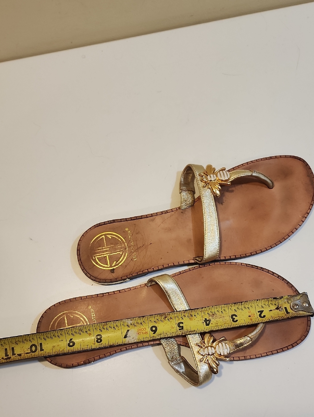 Lilly Pulitzer Gold Metallic Flower-Embellished Thong Sandals Sz 8M - Picture 11 of 12
